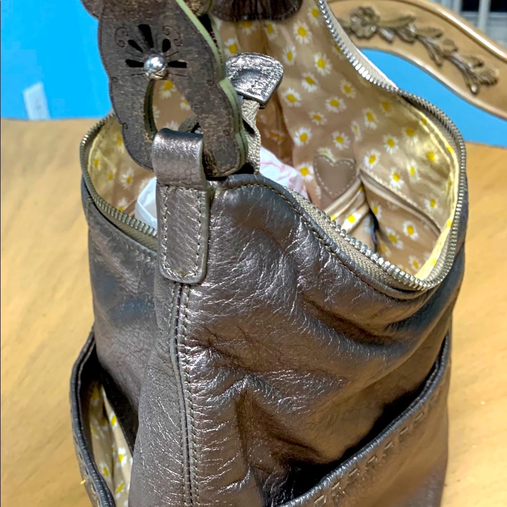 Brighton VTG Kodiak Soft Pebbled Leather 4-pocket Purse Metallic/Bronze Hobo Bag - Picture 2 of 9